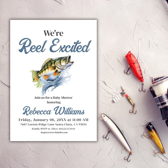 Invitation Nous sommes Reel Excité Petit Baby shower Pêcheur (Créateur téléchargé)
