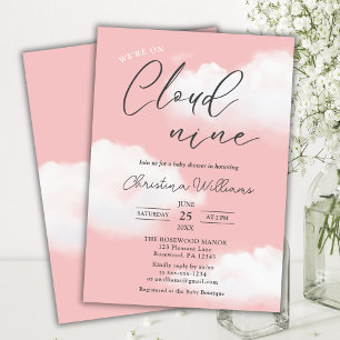 Invitation Nous sommes sur Cloud 9 Blush Pink Girl Baby showe