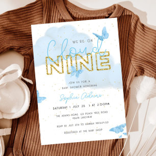 Invitation Nous Sommes Sur Cloud Neuf Papillons Baby shower G