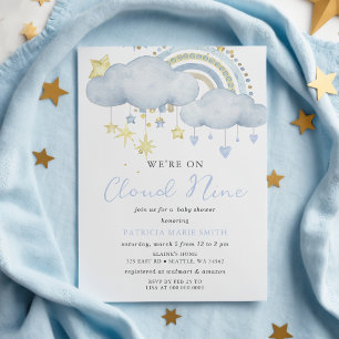 Invitation Nous sommes sur Cloud Nine Baby Boy Baby shower
