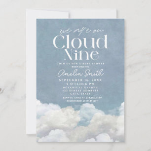 Invitation Nous sommes sur Cloud Nine Baby shower bleu nuage 