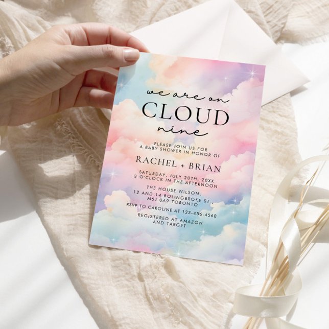 Invitation Nous sommes sur Cloud Nine Dreamy Sky Baby shower (Créateur téléchargé)