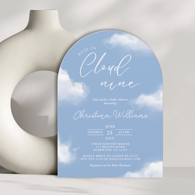 Invitation Nous sommes sur le Baby shower bleu Cloud 9 Invita (Créateur téléchargé)