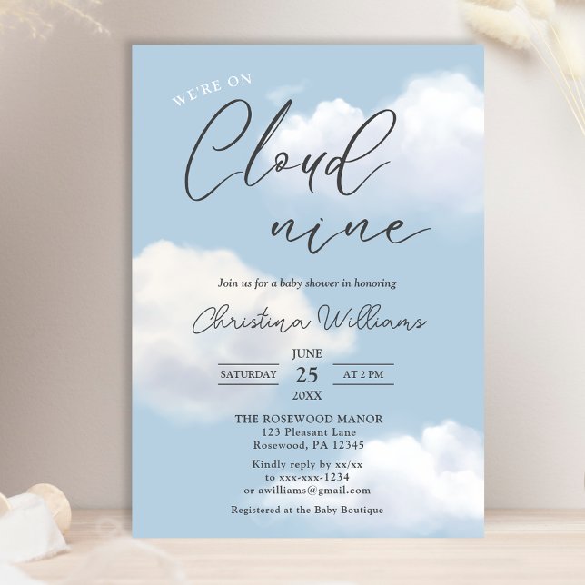 Invitation Nous sommes sur le Baby shower Cloud 9 Blue Boy (Créateur téléchargé)
