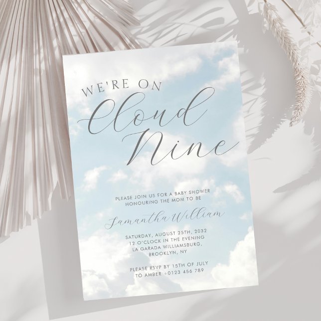 Invitation Nous Sommes Sur Le Baby shower Nuage Neuf Nuages B (Créateur téléchargé)
