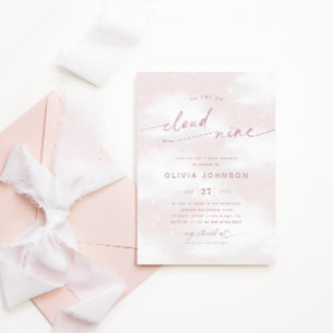 Invitation Nous sommes sur le nuage 9 Dreamy Baby shower rose