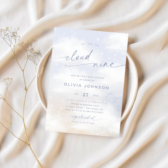 Invitation Nous sommes sur le nuage 9 Dreamy Clouds Baby show (Créateur téléchargé)