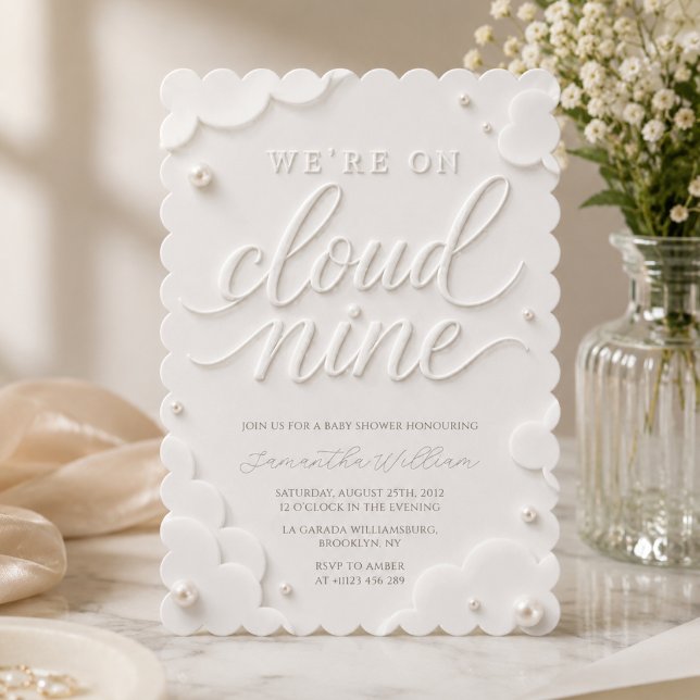 Invitation Nous sommes sur les nuages blancs de Cloud Nine Ba (Créateur téléchargé)