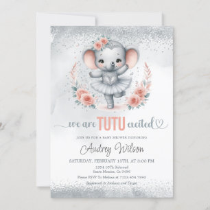 Invitation Nous sommes Tutu Excité Elephant Baby shower
