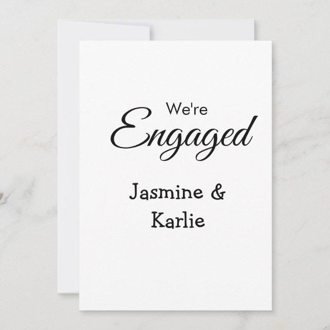 Invitation Nous sommes un couple fiancé nom romantique simple (Devant)