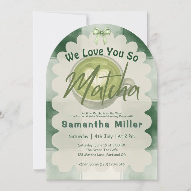 Invitation Nous t'aimons tellement Matcha Baby Shower Moderne (Devant)