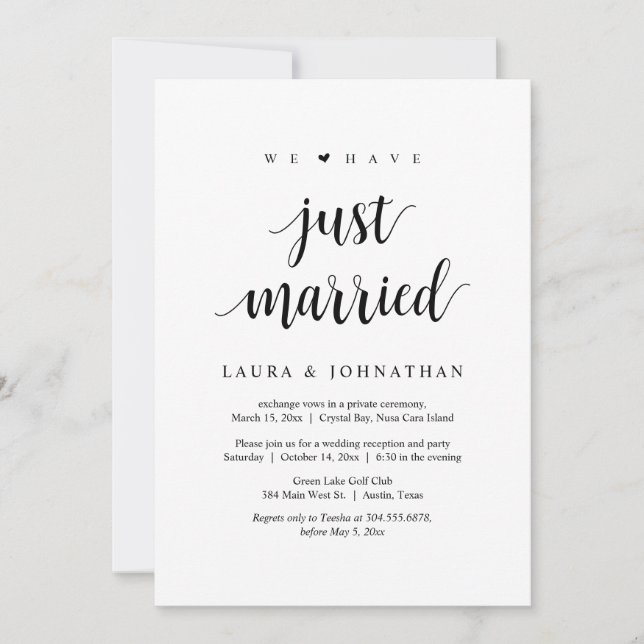 Invitation Nous venons de nous marier, Fête de Mariage en Elo (Devant)