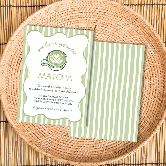 Invitation Nous Vous Aimons Tellement Matcha Green Tea Baby S (We Love You So Matcha Green Tea Baby Shower Invitation)