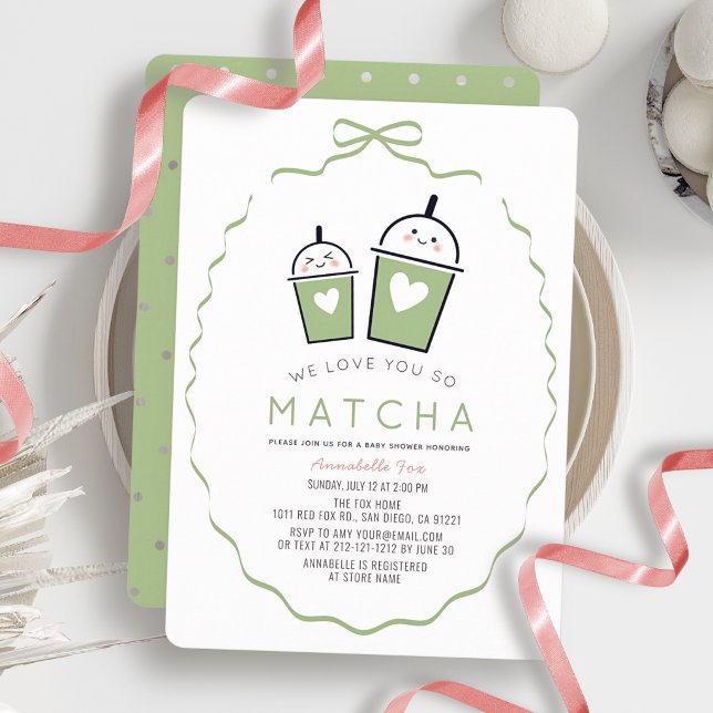 Invitation Nous Vous Aimons Tellement Matcha Kawaii Cadre Béb (Créateur téléchargé)