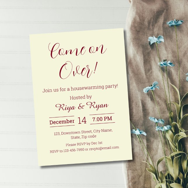 Invitation Nouveau Accueil Moderne Elégant Beige Fête de Chau (Beige Come on over home sweet home new home funny housewarming invitation with rsvp for housewarming)