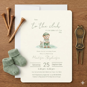 Invitation Nouveau au Club  Baby Shower de l'ours de golf ver