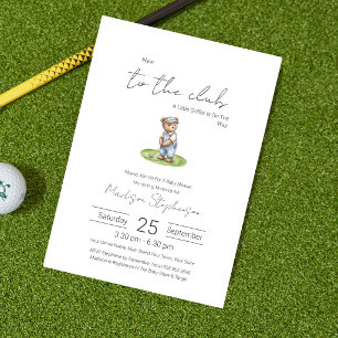 Invitation Nouveau au Club Blue Golfing Bear Baby Shower
