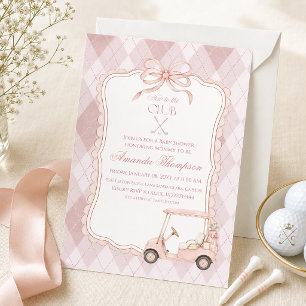Invitation Nouveau au Club Chariot de Golf Rose Baby Shower