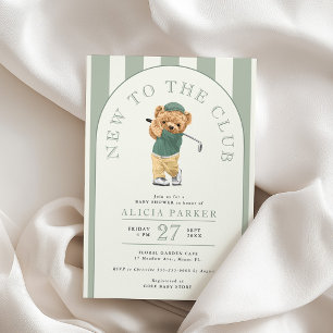 Invitation Nouveau au club golf ours sauge vert baby shower