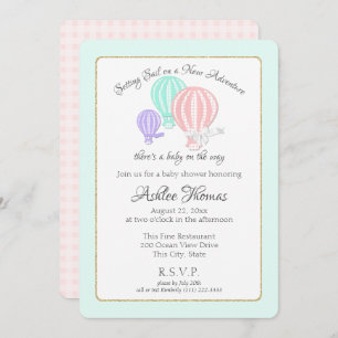 Invitation Nouveau Baby shower Adventure Hot Air Balloons