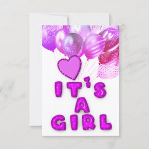 Invitation Nouveau Baby Shower C'est une fille rose Ballons h