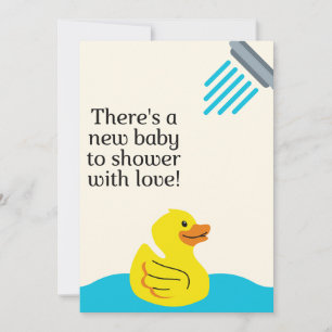 Invitation Nouveau bébé à douche avec amour - Eau bleue