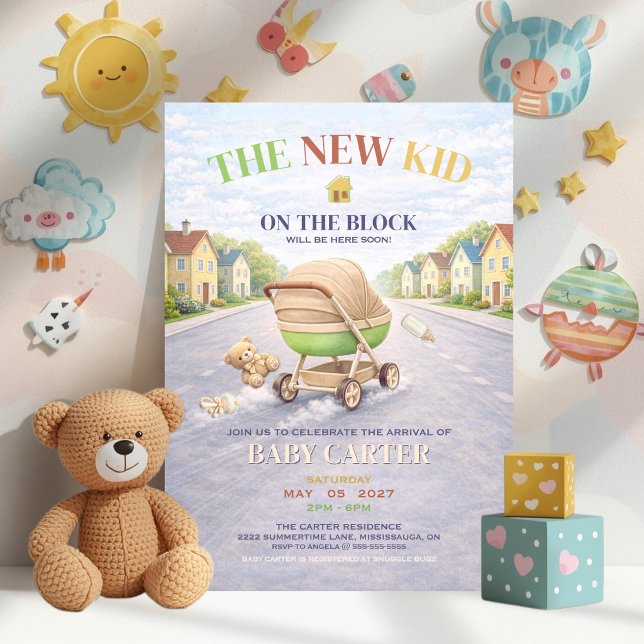 Invitation Nouveau bébé dans le quartier: Baby Shower (New Kid On The Block Baby Shower Invitation)
