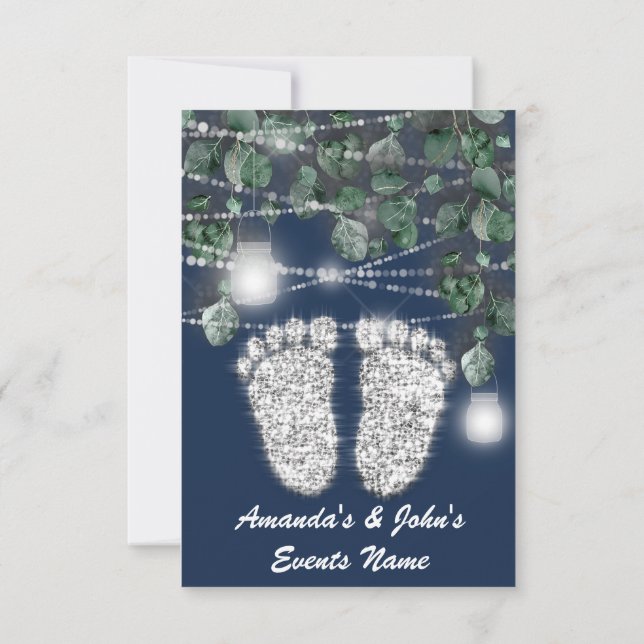 Invitation Nouveau bébé DOUCHE pieds Parties scintillant arge (Dos)