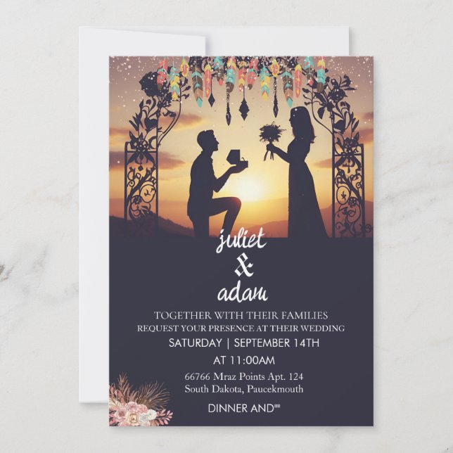 Invitation Nouveau boho rustique moderne élégant Twilight Mar (Devant)