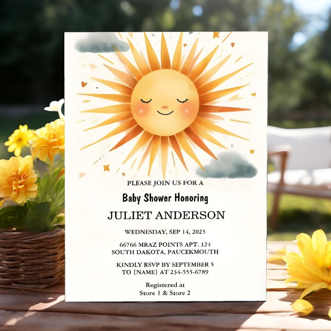 Invitation Nouveau Boy Pink unique Sky Cloud Sunshine Baby sh (Créateur téléchargé)