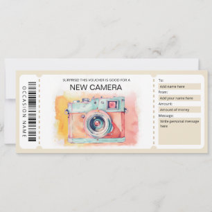 Invitation Nouveau certificat cadeau de caméra