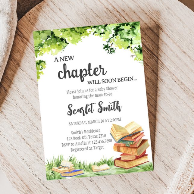 Invitation Nouveau Chapitre Baby Shower (Storybook New Chapter Baby Shower invitation)