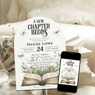 Invitation Nouveau chapitre commence Baby shower Fleur sauvag