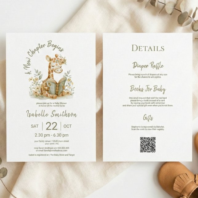 Invitation Nouveau chapitre commence le Baby shower de livre  (Créateur téléchargé)