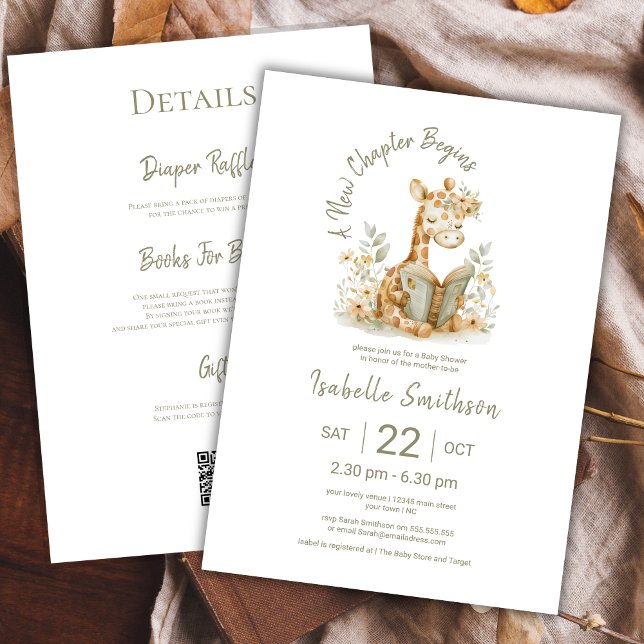 Invitation Nouveau chapitre commence le Baby shower de livre  (Créateur téléchargé)