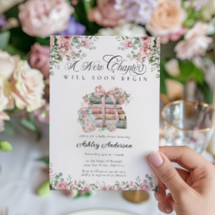 Invitation Nouveau chapitre Commence le livre Baby shower flo