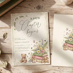 Invitation Nouveau Chapitre Commence Livre de Contes Fête Pré