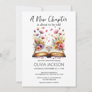 Invitation Nouveau chapitre commence livre et anneau Fête des