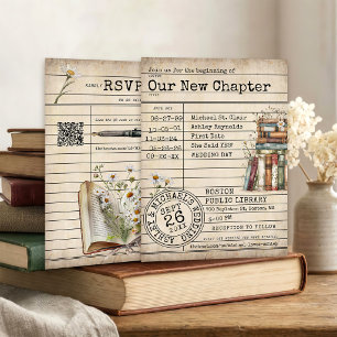 Invitation Nouveau Chapitre Livres de Bibliothèque Vintage Fl