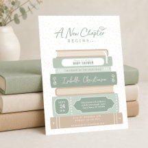 Nouveau Chapitre Livres Empilés Baby Shower Conte