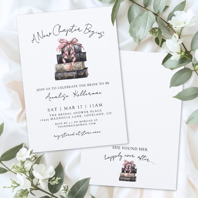 Invitation Nouveau Chapitre Noeud Papillon Mariage (Book New Chapter Bow Bridal Shower Invitation)