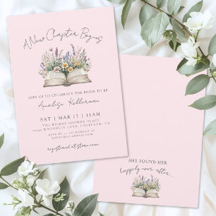 Invitation Nouveau Chapitre Rose Fleur Sauvage Baby Shower de