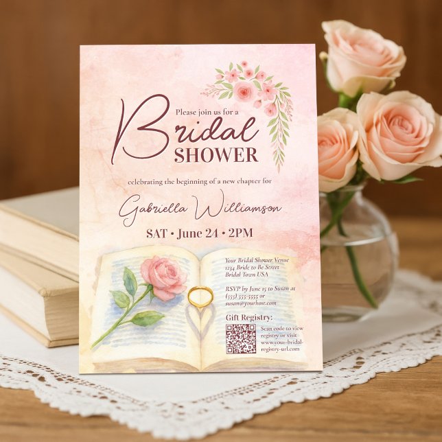 Invitation Nouveau Chapitre Rose Rose & Bague Réception de Ma (Créateur téléchargé)