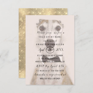 Invitation Nouveau chien animal photo Gold Sepia Spark Simply