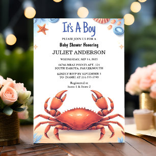 Invitation Nouveau Cool Beach Ocean Catch Baby shower de crab