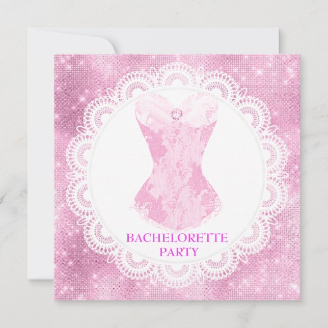 INVITATION NOUVEAU CORSET ROSE PAILLETÉ LACE ÉLÉGANT JOLI (Devant)