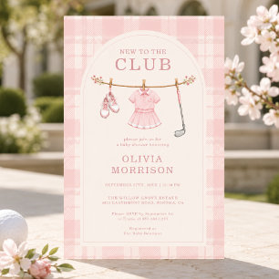 Invitation Nouveau Dans Le Club Fête Prénatale Golf Fille Ros