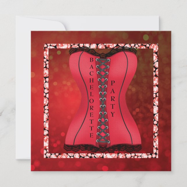 Invitation nouveau diamant CORSET RED BACHORETTE (Devant)