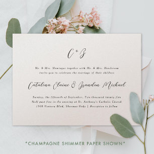 Invitation Nouveau Elegance Calligraphie Monogramme Noms Mari
