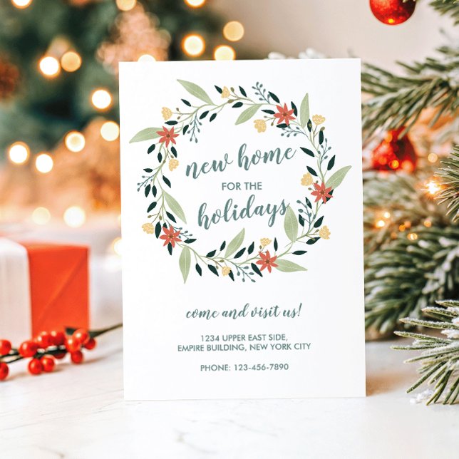 Invitation Nouveau foyer pour les fêtes Couronne de Noël (Créateur téléchargé)